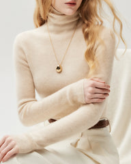 100% Cashmere Ribbed Turtleneck Sweater