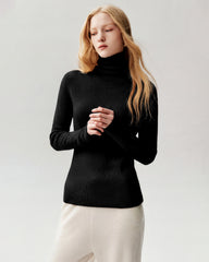 100% Cashmere Ribbed Turtleneck Sweater