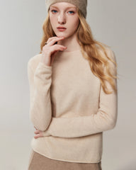 100% Cashmere Rolled-Edge Crew Neck Sweater
