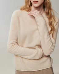 100% Cashmere Rolled-Edge Crew Neck Sweater