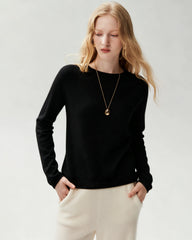 100% Cashmere Rolled-Edge Crew Neck Sweater