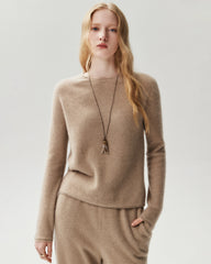 100% Cashmere Rolled-Edge Crew Neck Sweater