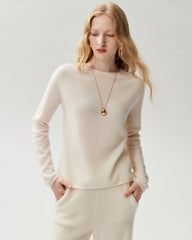 100% Cashmere Rolled-Edge Crew Neck Sweater