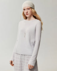 100% Cashmere Rolled-Edge Crew Neck Sweater