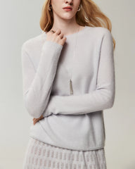 100% Cashmere Rolled-Edge Crew Neck Sweater
