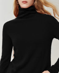 100% Cashmere Rolled-Edge Relaxed Turtleneck Sweater