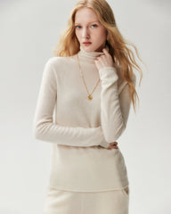 100% Cashmere Rolled-Edge Relaxed Turtleneck Sweater