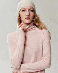 100% Cashmere Rolled-Edge Relaxed Turtleneck Sweater