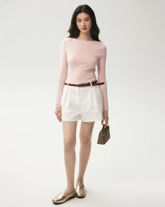 100% Merino Wool Boat Neck Top