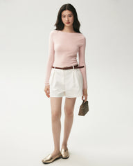 100% Merino Wool Boat Neck Top