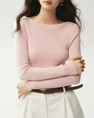 100% Merino Wool Boat Neck Top