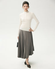 100% Merino Wool Ribbed Mock Neck Top