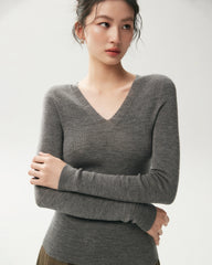 100% Merino Wool V-Neck Top