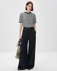 100% Mulberry Silk Jersey Striped T Shirt