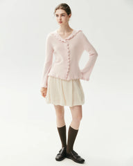 100% Pure Cashmere Crochet-Trim Hooded Cardigan