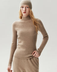 100% Pure Cashmere High Neck Fitted Pullover