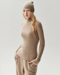 100% Pure Cashmere High Neck Fitted Pullover