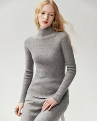 100% Pure Cashmere High Neck Fitted Pullover