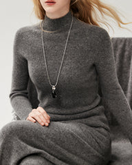 100% Pure Cashmere High Neck Fitted Pullover