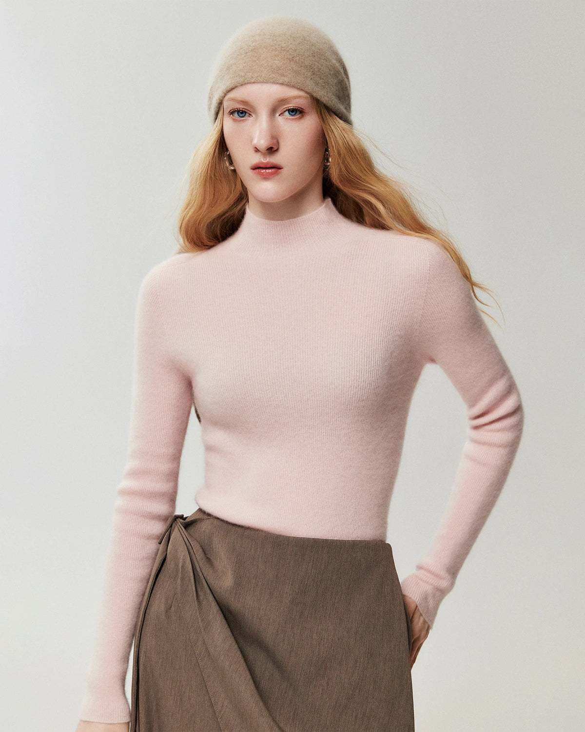 100% Pure Cashmere High Neck Fitted Pullover