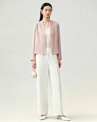 19 Momme Silk Open Front Long Sleeve Cardigan