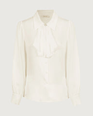 19 Momme Silk Ruffle Collar Long Sleeve Blouse
