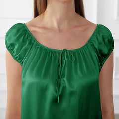 22Momme Cute Silk Pajamas Nightgown Nightdress Dark Green