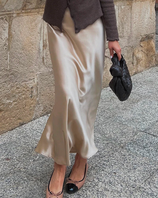 22 Momme Silk Maxi Skirt Champagne