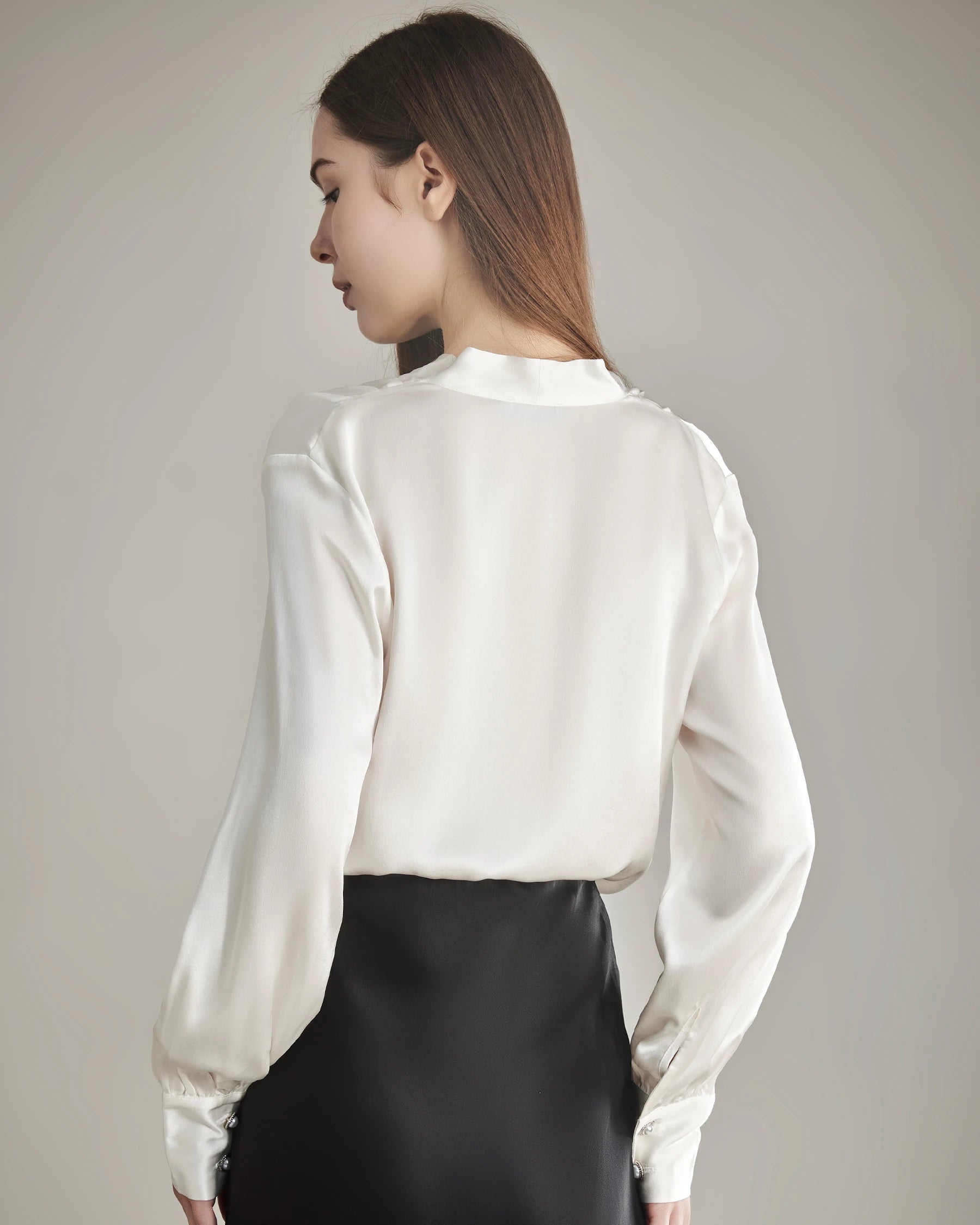 100% Silk Shirt Silk Blouse Ivory