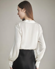100% Silk Shirt Silk Blouse Ivory