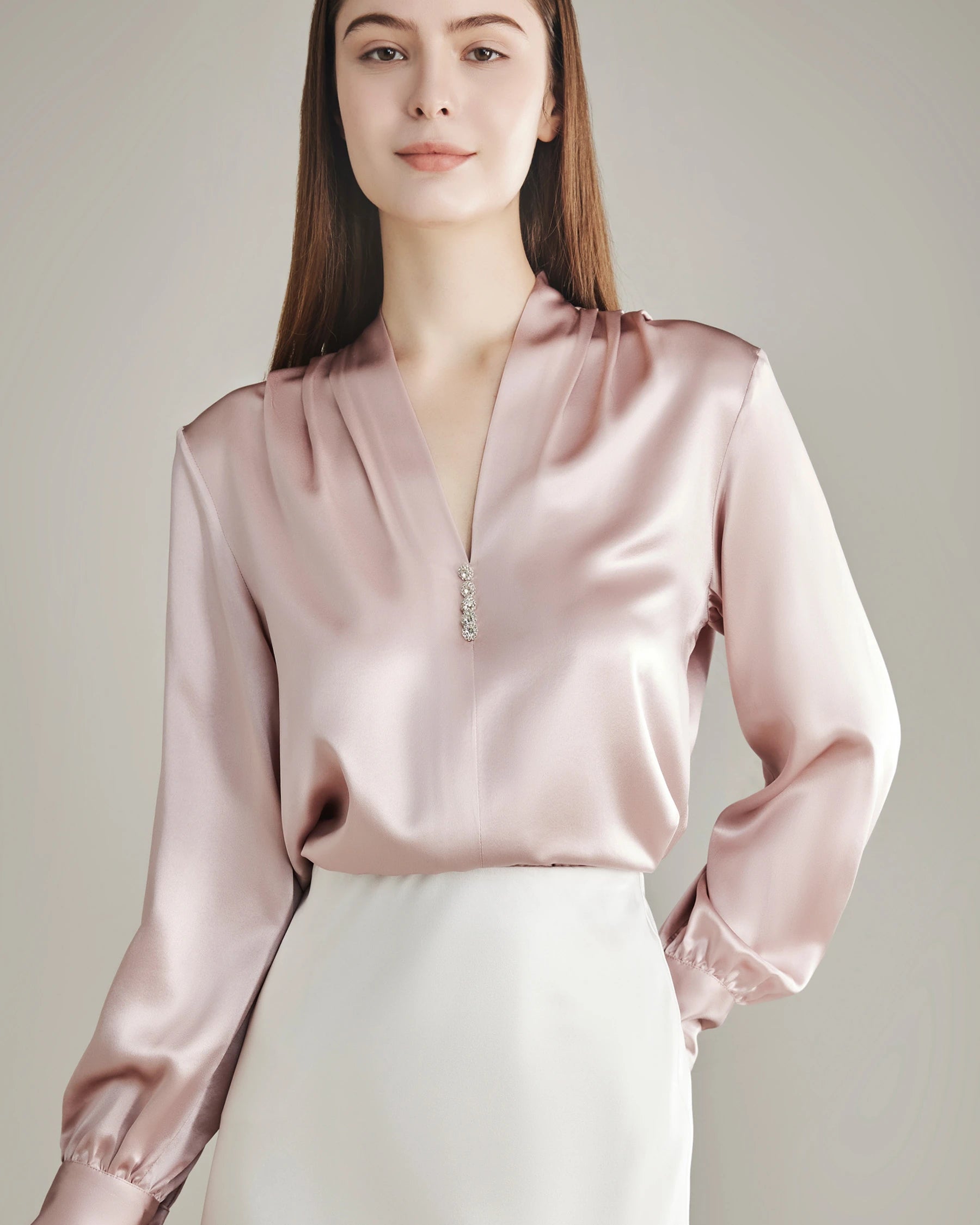 100% Silk Shirt Silk Blouse Rose PInk
