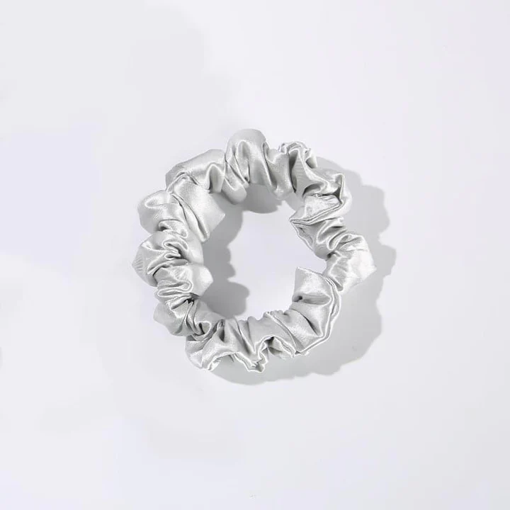 22 Momme 2.5 CM Midi Light Silk Hair Loop Scrunchy Grey