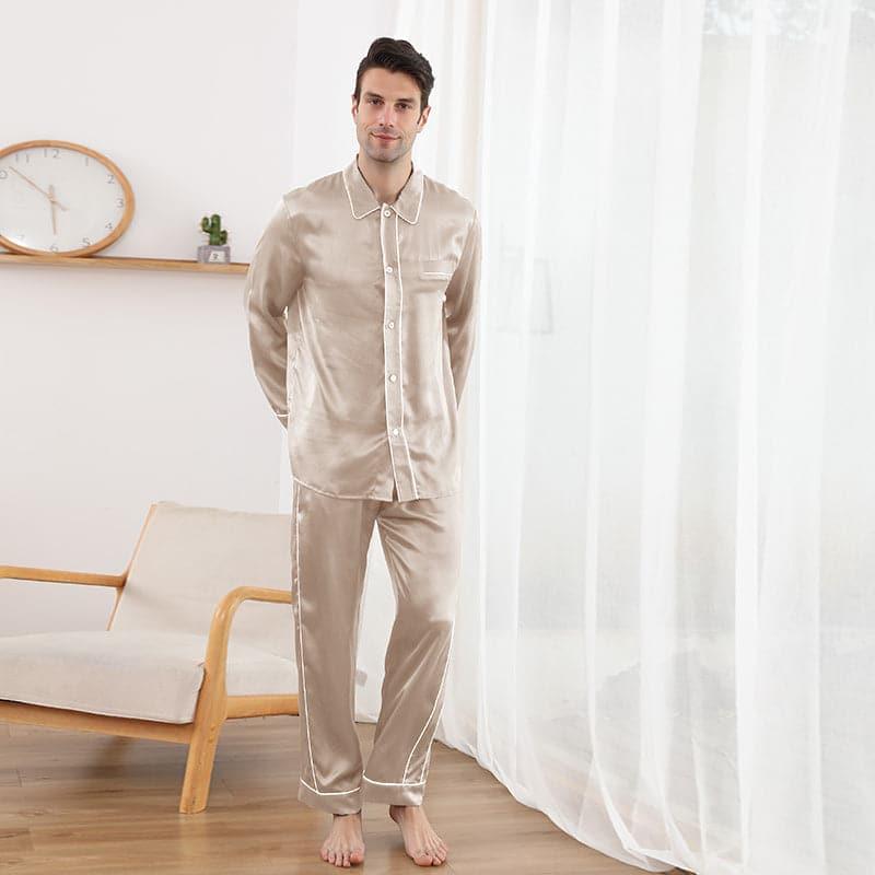 22 Momme Double Button Silk Pajamas Set Champagne