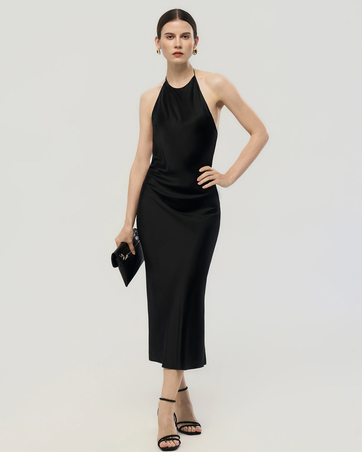 22 Momme Open Back Silk Halter Dress