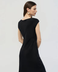 22 Momme Silk Cowl Neck Bias Cut Midi Dress