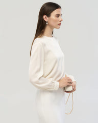 22 Momme Silk Crew Neck Drop Shoulder Pullover Blouse
