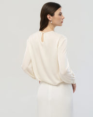 22 Momme Silk Crew Neck Drop Shoulder Pullover Blouse