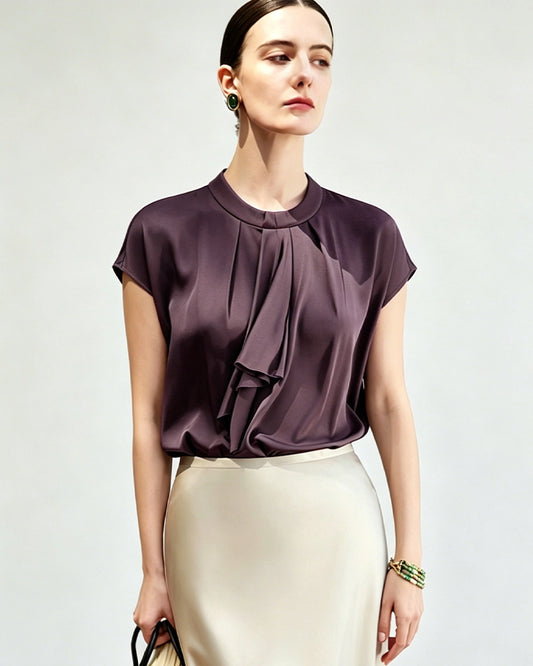 22 Momme Silk Draped Blouse