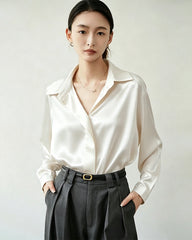22 Momme Silk Hidden Placket Blouse