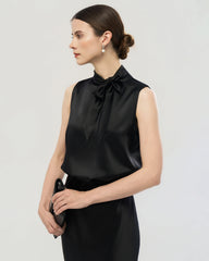 22 Momme Silk Mock Neck Sleeveless Tank Top