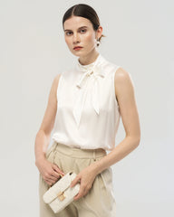 22 Momme Silk Mock Neck Sleeveless Tank Top