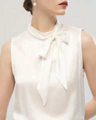 22 Momme Silk Mock Neck Sleeveless Tank Top