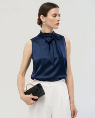 22 Momme Silk Mock Neck Sleeveless Tank Top