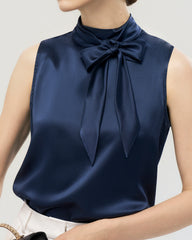 22 Momme Silk Mock Neck Sleeveless Tank Top