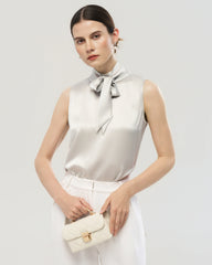22 Momme Silk Mock Neck Sleeveless Tank Top