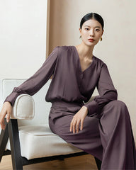 22 Momme Silk Shirt and Straight Pants Set