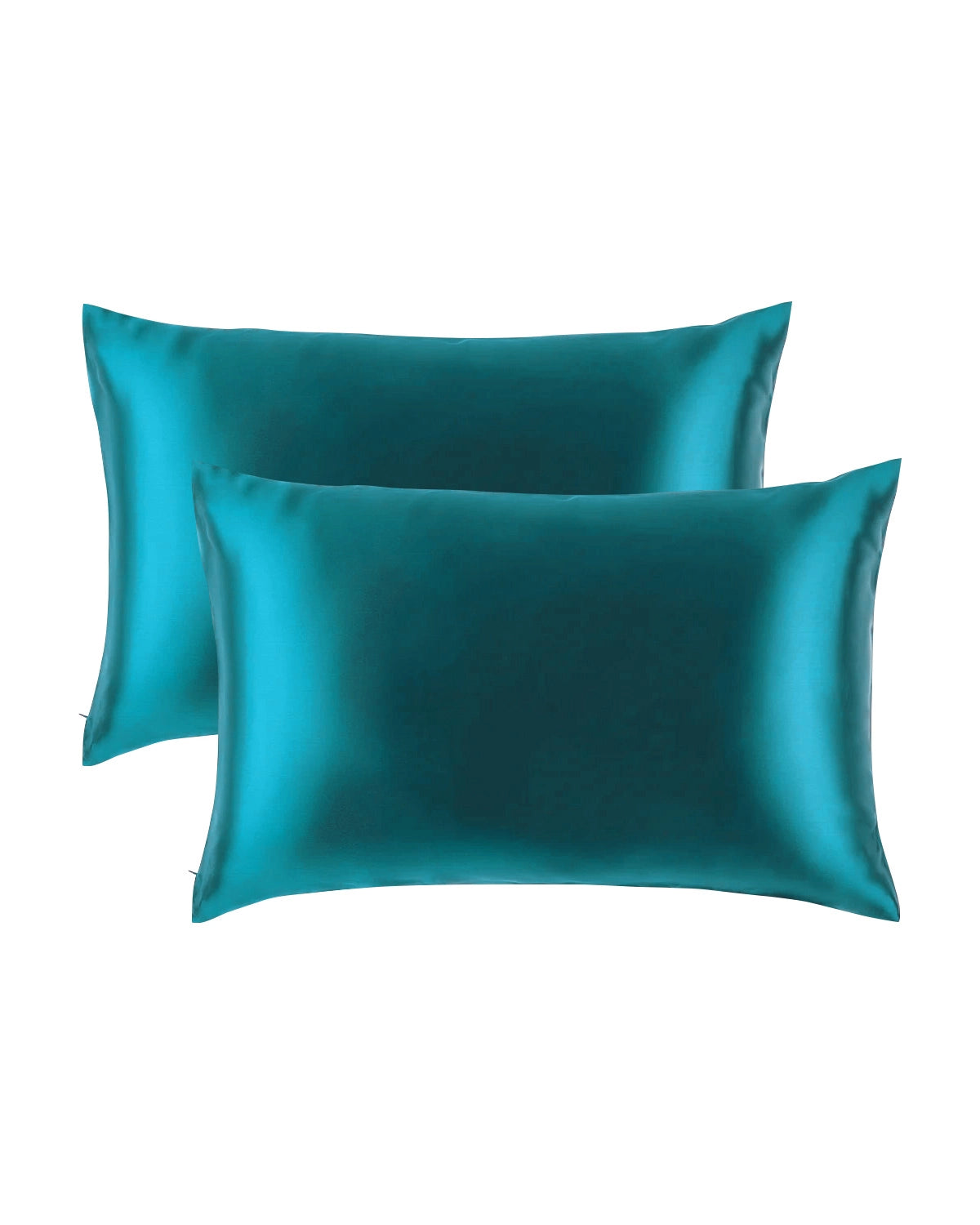 2PCS 19 Momme Silk Hidden Zipper Pillowcases Peacock Blue