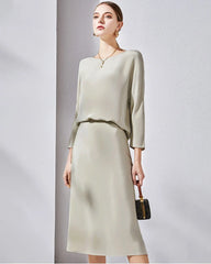 30 Momme Heavy Silk Bias-Cut Midi Skirt