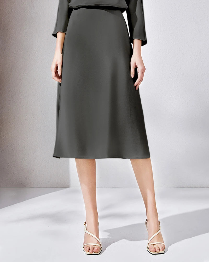 30 Momme Heavy Silk Bias-Cut Midi Skirt