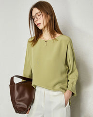 30mm Loose Long Sleeve Pullover Silk Blouse